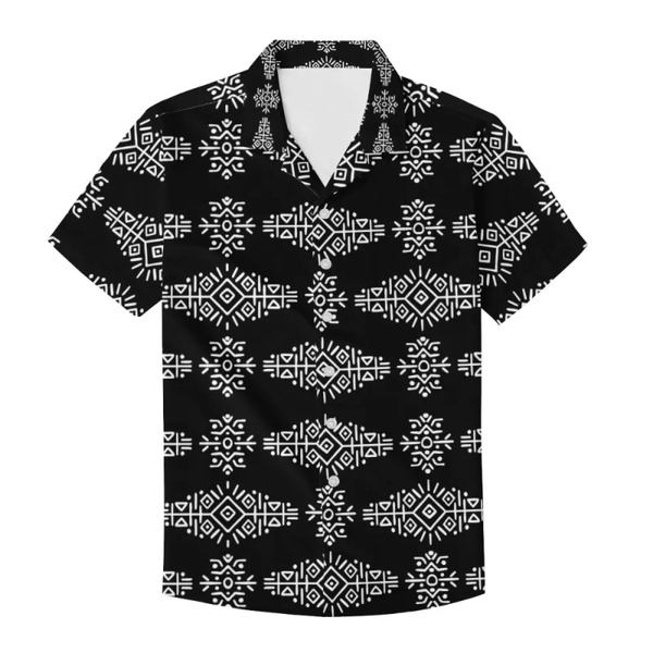 

men's casual shirts 2021 arrival brand men summer business shirt short sleeves turn-down collar tuxedo polynesian tribal tattoo 5xl, White;black