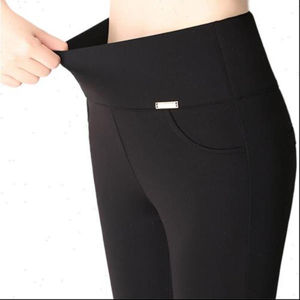 

women pants plus size womens pencil trousers female stretch high waist cotton casual skinny office leggings 6xl, Black;white