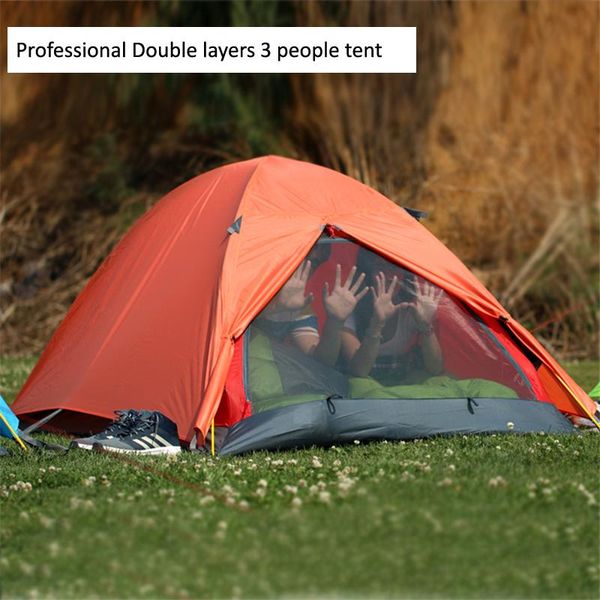 

professional double layer 3-4 people aluminum pole outdoor camping hiking ultralight pu5000 waterproof heavy rain tent tents and shelters