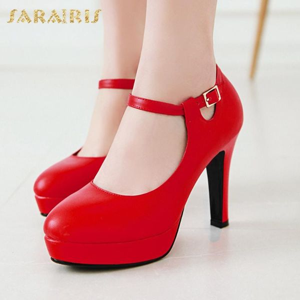 

dress shoes sarairis 2021 big size 43 buckle strap party pumps woman spike high heels platform concise women, Black