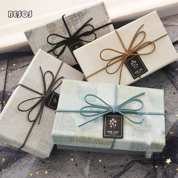 

gift wrap modern solid color plaid printed simple bow christmas year party jewelry perfume mini rectangular promotional box b158d