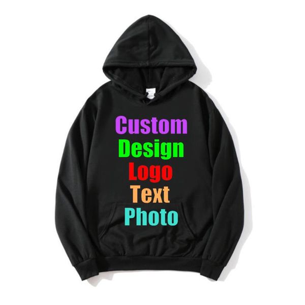 

men's hoodies & sweatshirts and women's custom-made thin round neck terry sweater with hood, logo printed hood, Black