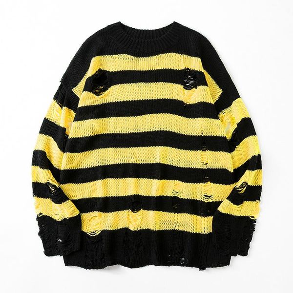 

men's sweaters couple's worsted sweater korean fashion tide brand knitted round neck color matching wear, White;black