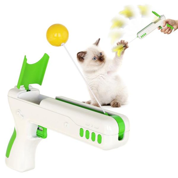 

cat toys wonderful outdoor training interactive teasing toy feather and swing ball creative rebound gun