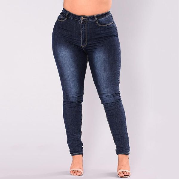 

women's jeans 2xl-7xl plus size bodycon denim pants for women high waist skinny pencil stretch sheath slim summer long trousers, Blue