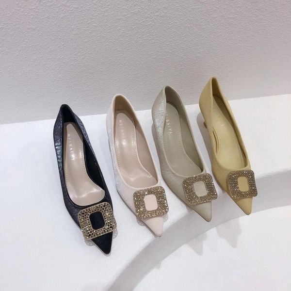 

fashion women pumps pointed toe bling autumn/spring ladies office shoes design work shoes thin high heel 210513, Black