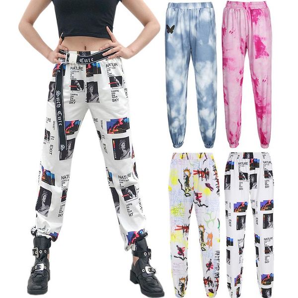 

women's pants & capris 2021 positioning printing casual leggings tie dyed harlan joggers women cargo, Black;white