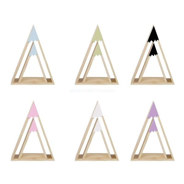 

hooks & rails wooden triangle wall frame diy hanging storage book shelves rack home decor shelf for kids baby children room dropship