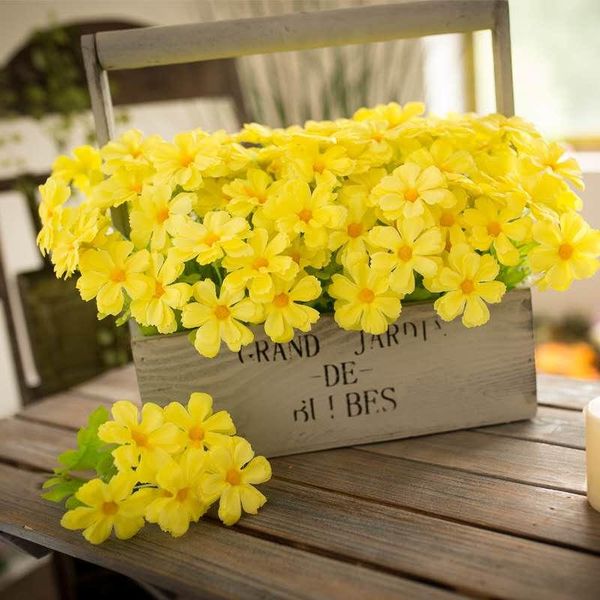 

33cm15 artificial daisy yellow silk cloth gerbera art flower arrangement material plant wall wedding home decorat phops decorative flowers &