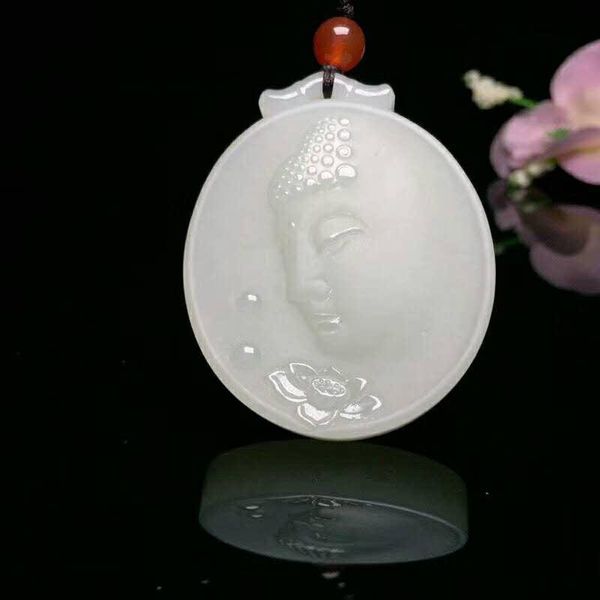 

lockets h9#exquisite hetian jade, auspicious buddha pendant, Silver