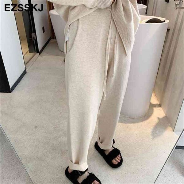 

granny autumn winter thick sweater pants s harem women warm loose sport trousers casual streetwear 210915, Black;white