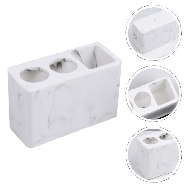 

bath accessory set 3 compartments bathroom toothbrush stand resin marbled grain toothpaste holder