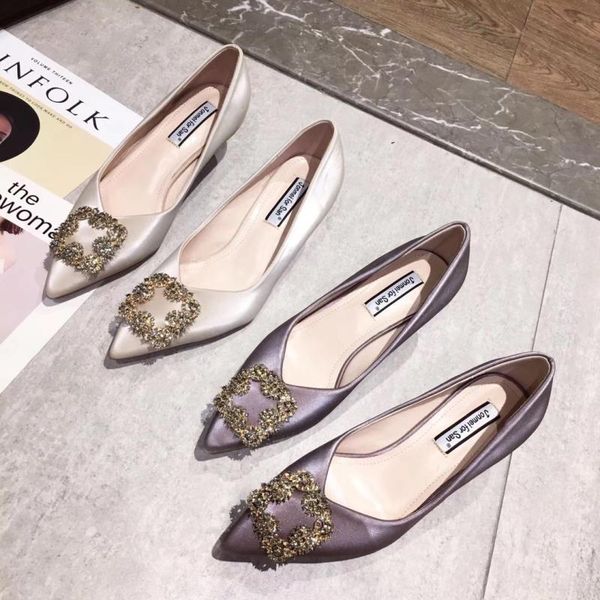

dress shoes real silk pointy toe pumps elegant purple ol stilettos chic crystal snow square buckle shallow thin high heels mules women, Black