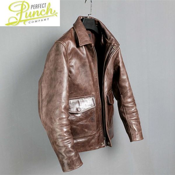 

men's leather & faux vintage genuine jacket 2021 men real horsehide coat spring autumn motorcycle luxury jackets erkek mont kj5170, Black