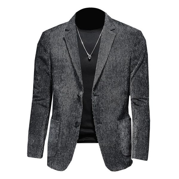 

men's suits & blazers 2021 brand suit jackets solid slim gray dress men fashion casual corduroy blazer, White;black