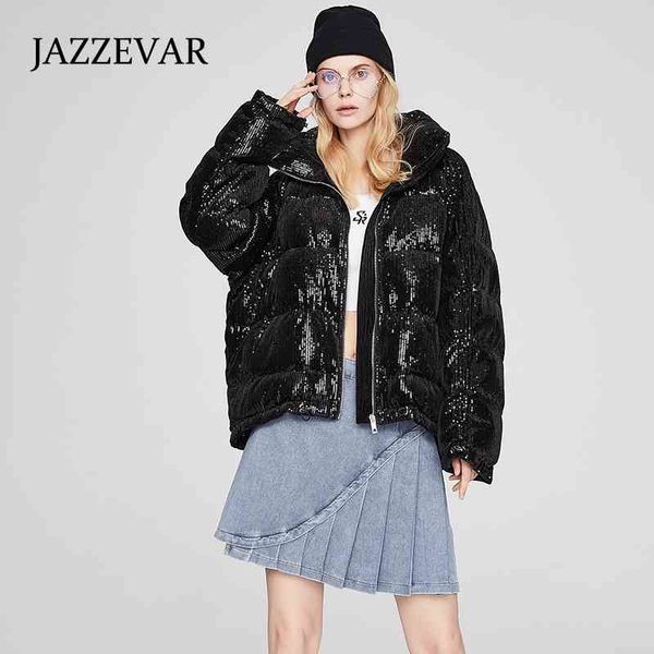 

jiazehua heavy industry sequin down jacket women's 2021 winter new small medium and long design niche coat, Black