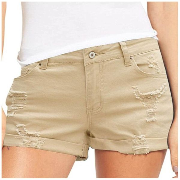 

women's shorts loose solid women distressed pockets breathable basic feminino casual summer clothing korte broek dames, White;black