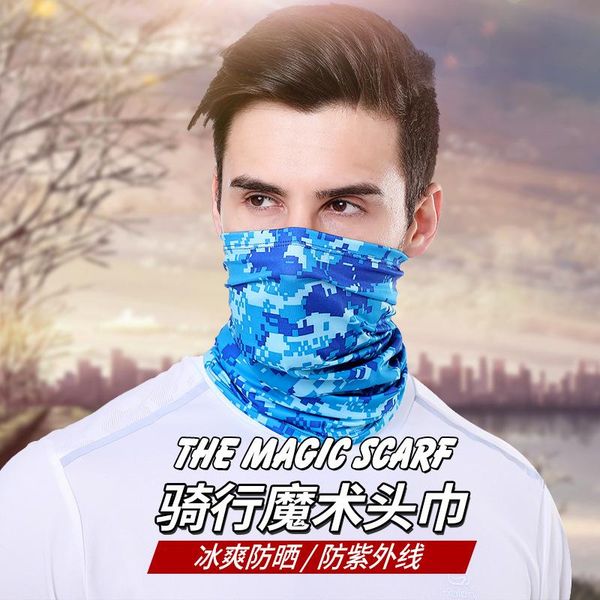 

scarves magic milk silk turban outdoor fishing versatile riding collar men and women multi-functional sunscreen scarf headgear mask, Blue;gray