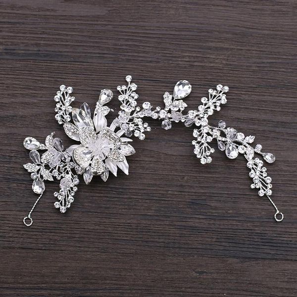 

Hair Clips & Barrettes Long Jewelry Crystal Flower Headband Wedding Ornament Bride Headdress Handmade Bridal Decoration, Golden;silver