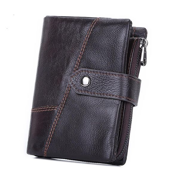 

wallets genuine leather men wallet short coin purse small vintage with removable holder, Red;black