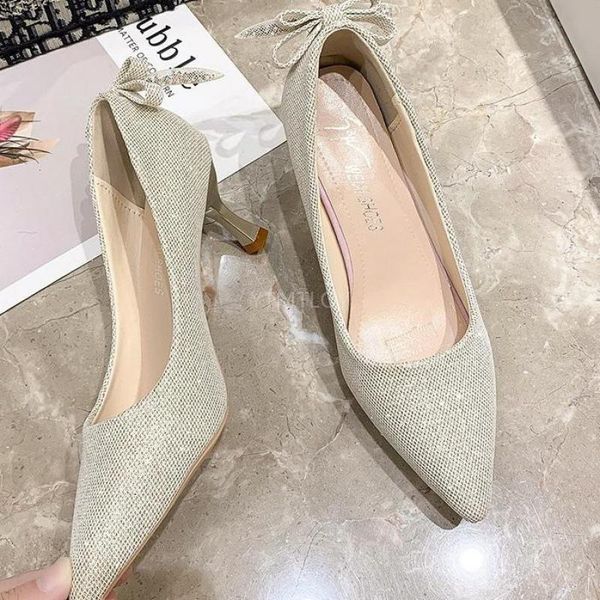 

2021 spring fashion women's shoes high heels pointed toe pumps female thin heels slip-on luxury shoes women designers, Black