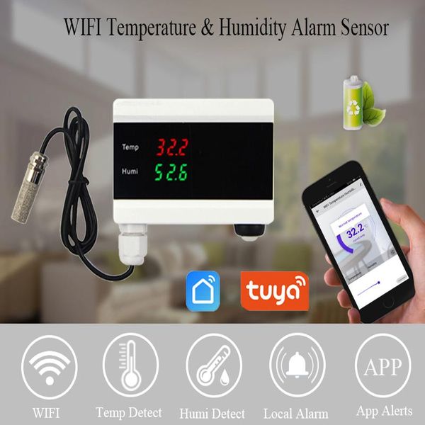 

smart home control tuya wifi temperature thermometer humidity hygrometer detector alarm sensor life app thermostat controller