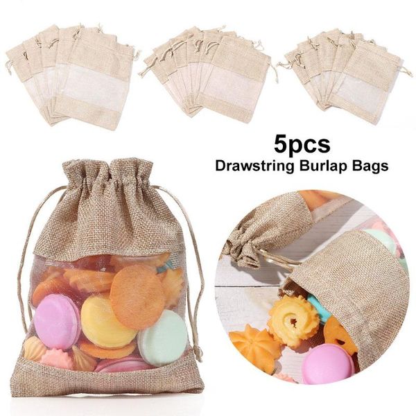

gift wrap 5pcs dust protect makeup jewelry portable organza jute pocket storage bag drawstring burlap bags candy