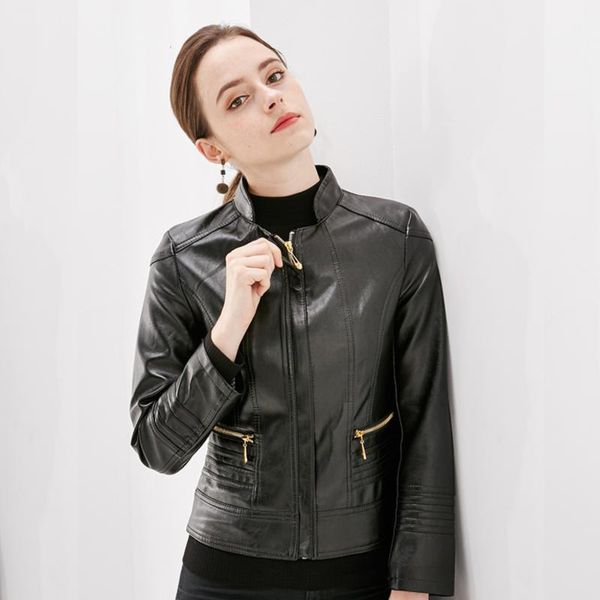 

women's jackets for women pu leather jacket, a style of slim coat, Black;brown