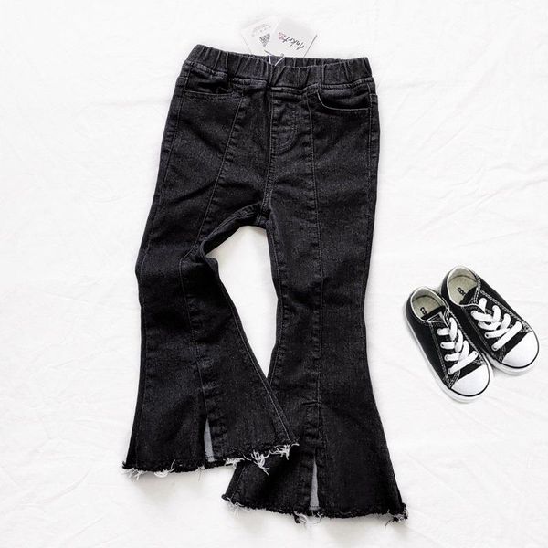 

jeans jargazol fall kids clothes fashion toddler girls 2-7 years korean children bell-bottoms pants winter costume, Blue