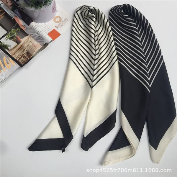 

poq anjia sunli same yle silkstyle temperament ties small fragrance simple square scarfsilk cravat scarf squarekorean black and white st, Black;gray