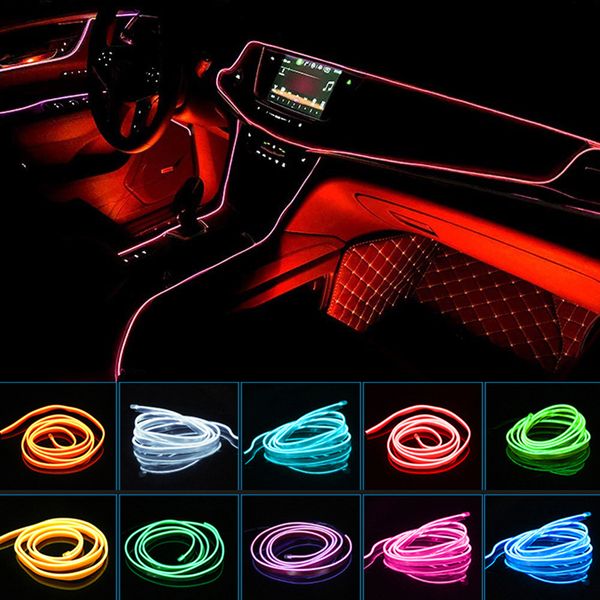 Striscia LED USB Luce d'atmosfera per interni auto Luce al neon EL Decorazione Striscia di luce per cruscotto dell'auto Luce ambientale Lampada da notte