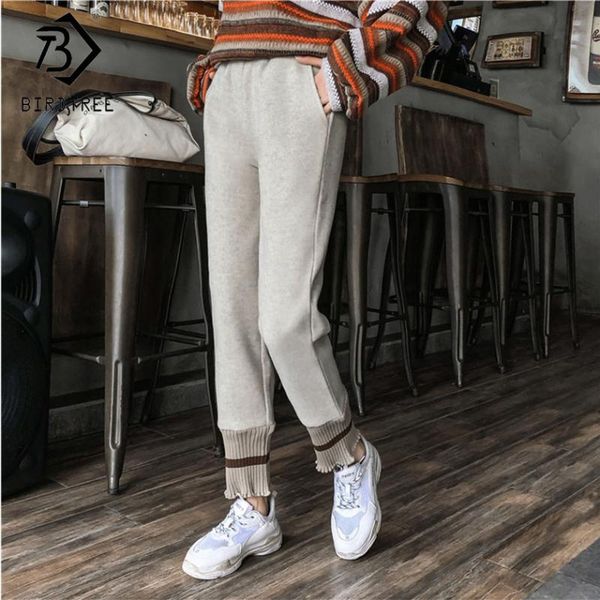 

women's pants & capris spring women patchwork pant high elastic waist pockets ankle length loose harem casual fashion s sales b91403j, Black;white