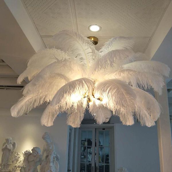 

feather chandeliers creative villa model room art living decoration lamp lustres de cristal