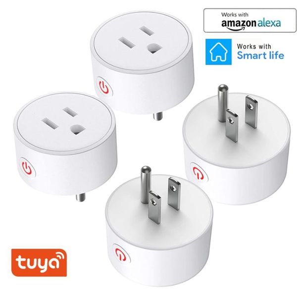 

smart power plugs plug wifi socket outlet us eu 16a monitor timer adaptor tuya smartlife app control works with alexa google assistant