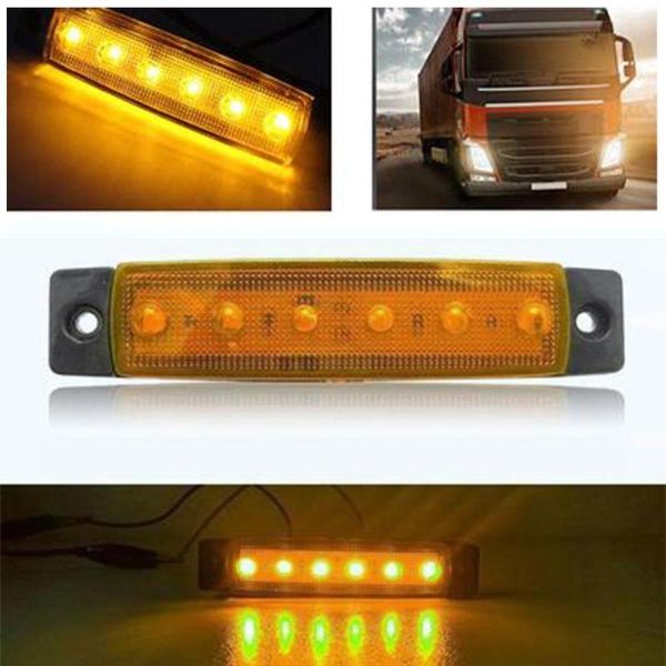 

strips 6 led light 12v 24v white red orange truck trailer pickup side marker indicator lamps caravan tractor kart