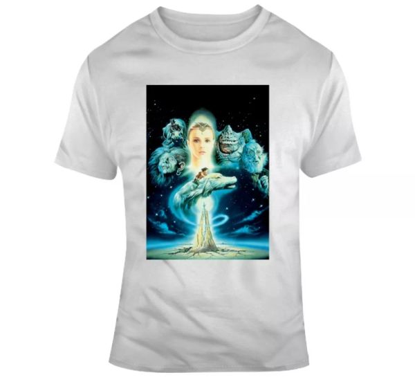 

the neverending story movie poster fan t shirt, White;black