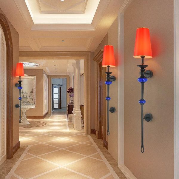 Lampada da parete Luxtry Home Improvement El Club Placcatura in oro rosa Long Pole Lobby Soggiorno Decorativo Scala in metallo