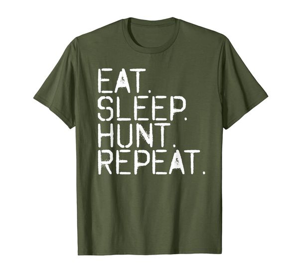 

eat. sleep. hunt. repeat. funny deer hunting gift idea t-shirt, White;black