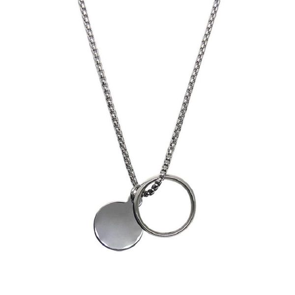 

pendant necklaces geometric circle dual-purpose titanium steel necklace fashion temperament men and women hip-hop punk style does, Silver