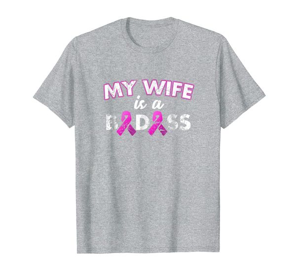 

my wife is a badass breast cancer t shirt, White;black