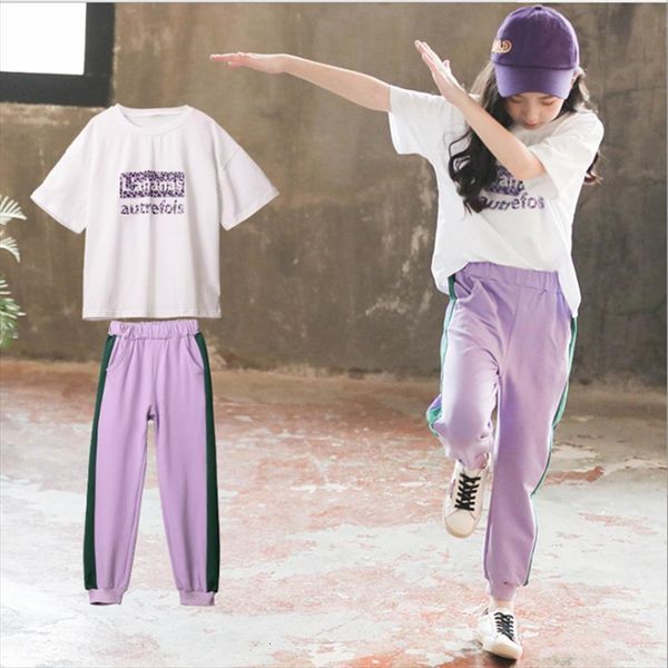

summer girls outfits white t shirt amp pants 2pcs child sports sets 6 8 10 12 year teen kids girl
