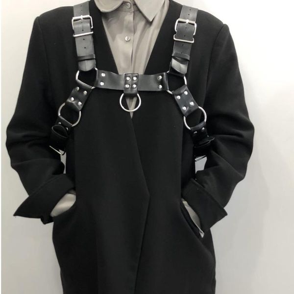 

belts punk style circle pu leather strap for women men fashion buckles wide belt accessories, Black;brown