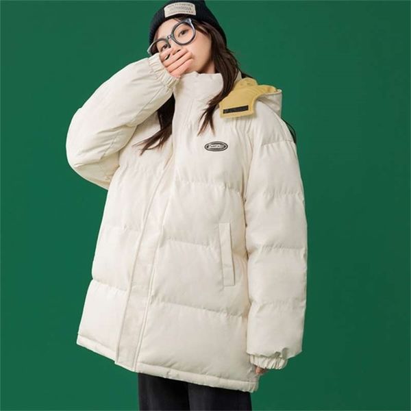 

winter women oversized parkas jackets casual thick warm hooded pattern coat female outwear sports jacket parkas 210927, Black