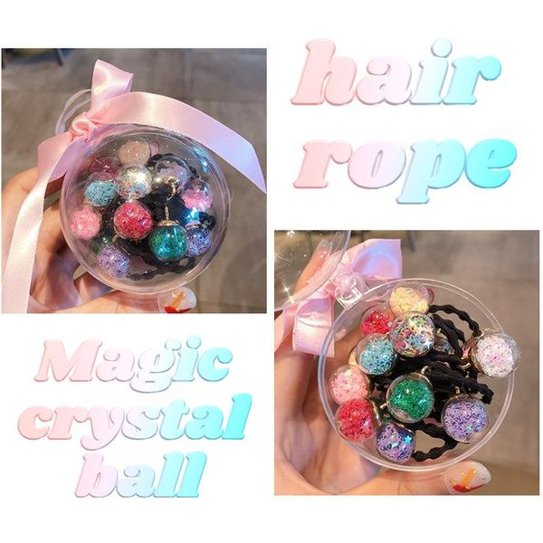 

hair accessories 2/16/ pcs/set girls elastic tie glass ball bands kids cartoon scrunchies rubber kid as gift, Slivery;white