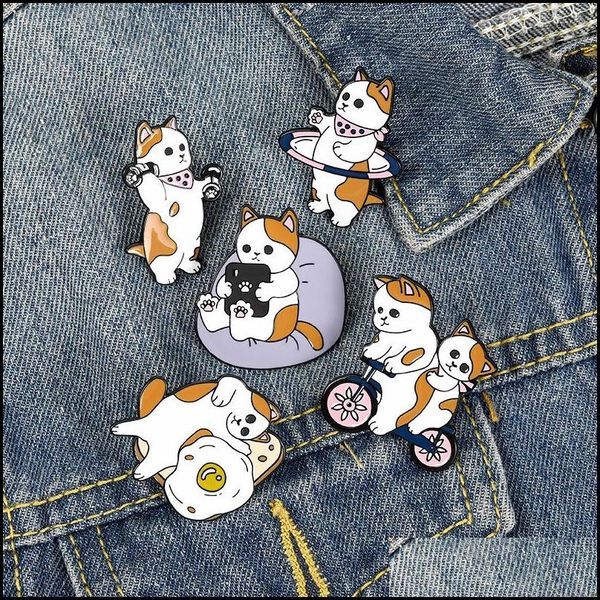 

pins brooches jewelry cute cat bike enamel pin for women girl fashion accessories metal vintage pins badge wholesale gift drop delivery 202, Gray