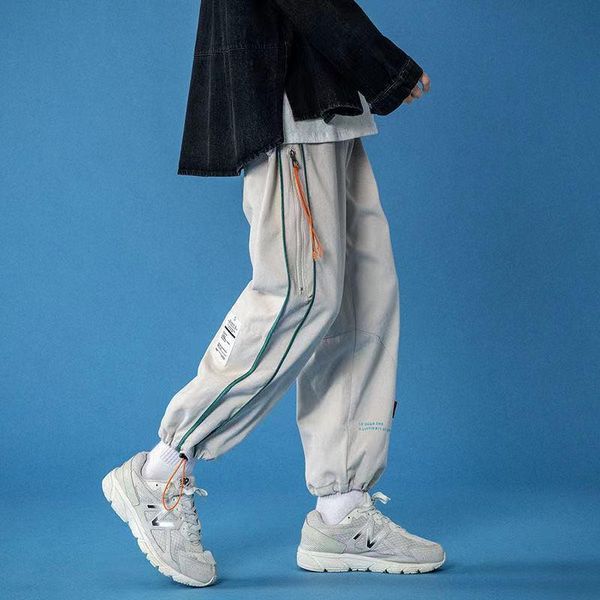 

men's pants 2021 joggers cargo for men streetwear ribbons pockets harem spring summer casual sweatpants fashion harajuku, Black