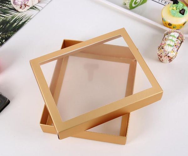 

gift wrap white gold paper box with window birthday wedding party packaging candy cookies cup cake boxes n2729