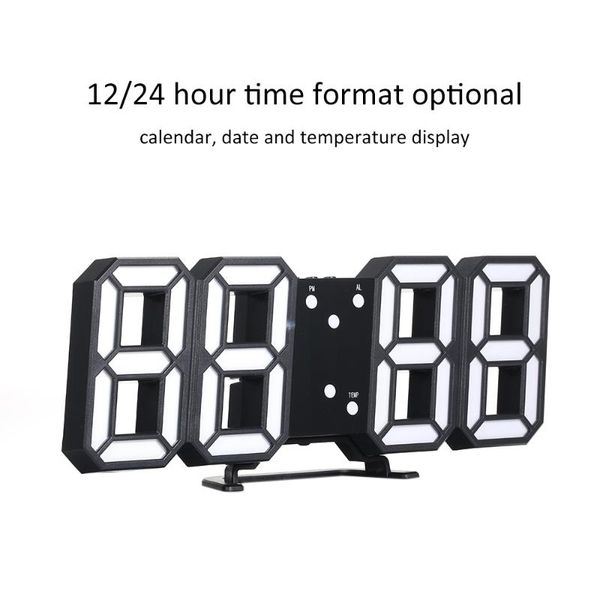 

desk & table clocks 24/12 hour display watch alarm led digital clock wall hanging 3d calendar temperature brightness adjustable