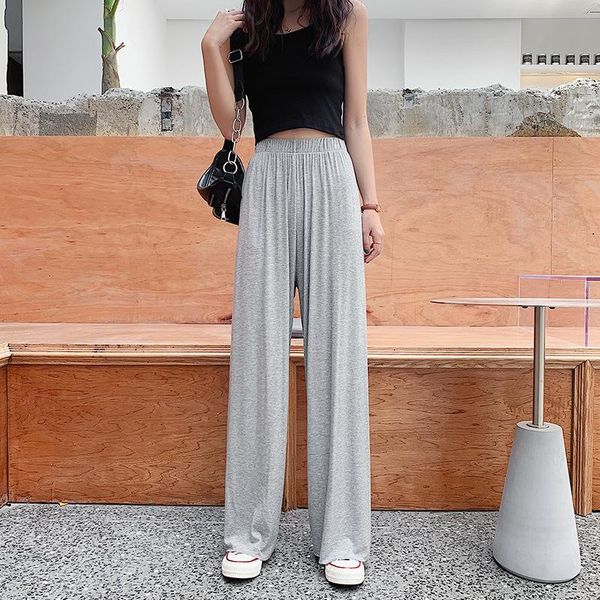 

women's pants & capris 2021summer thin wide-leg high waist sagging loose straight casual girls, Black;white