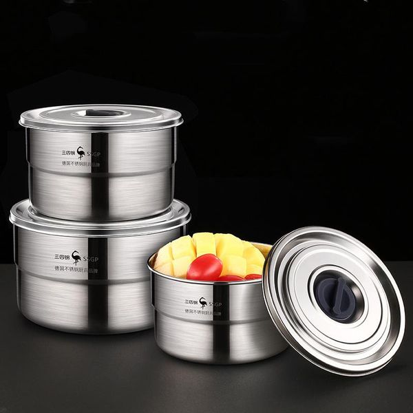 

storage bottles & jars 304 stainless steel fridge container bento box with sealing lid kitchen lunch organizer refrigerator